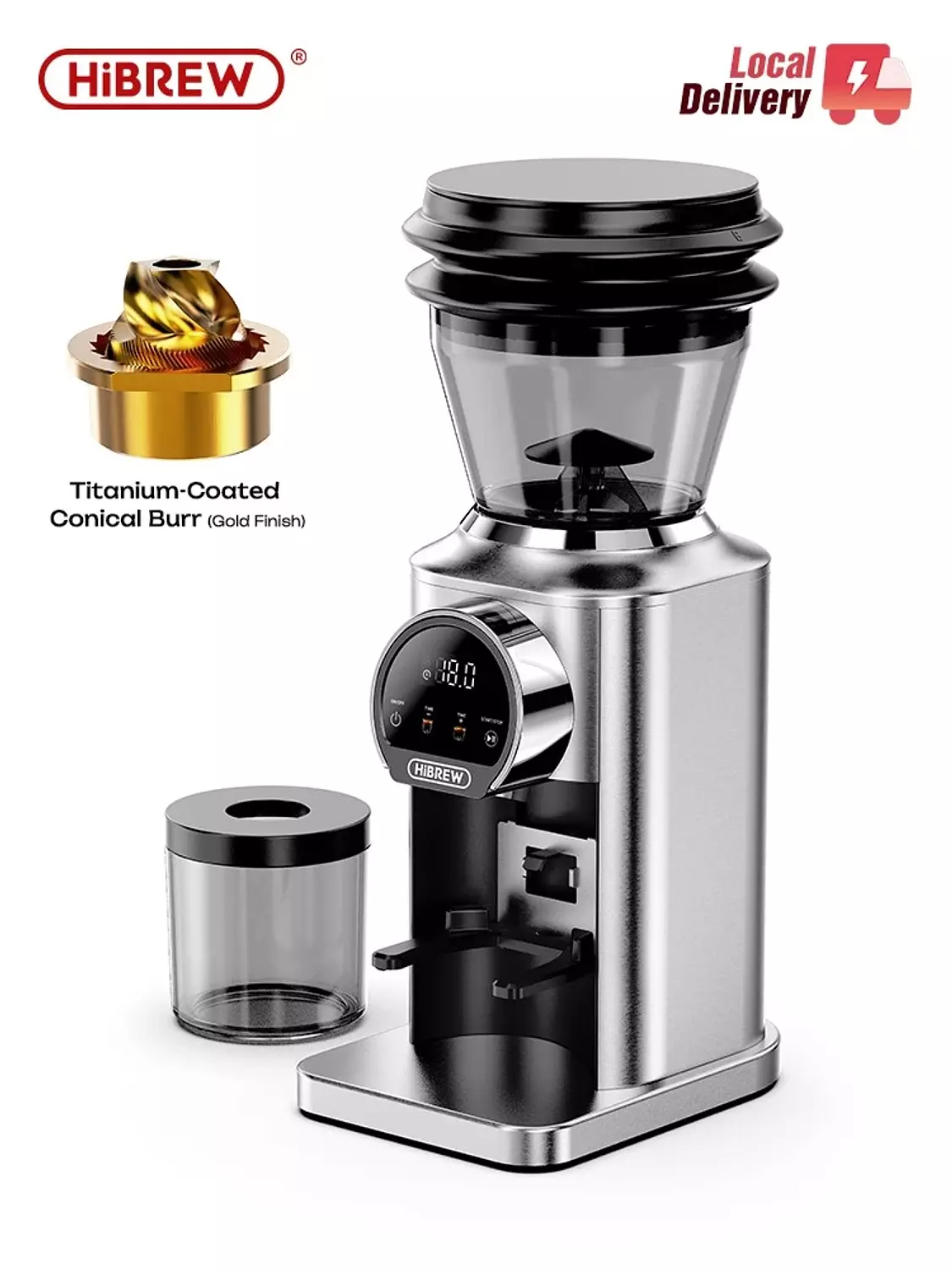 HiBREW G3 Plus Electric Coffee Grinder 40MM Titanium-Coated Conical Burr Coffee Bean Grinder for Espresso Pour Over image