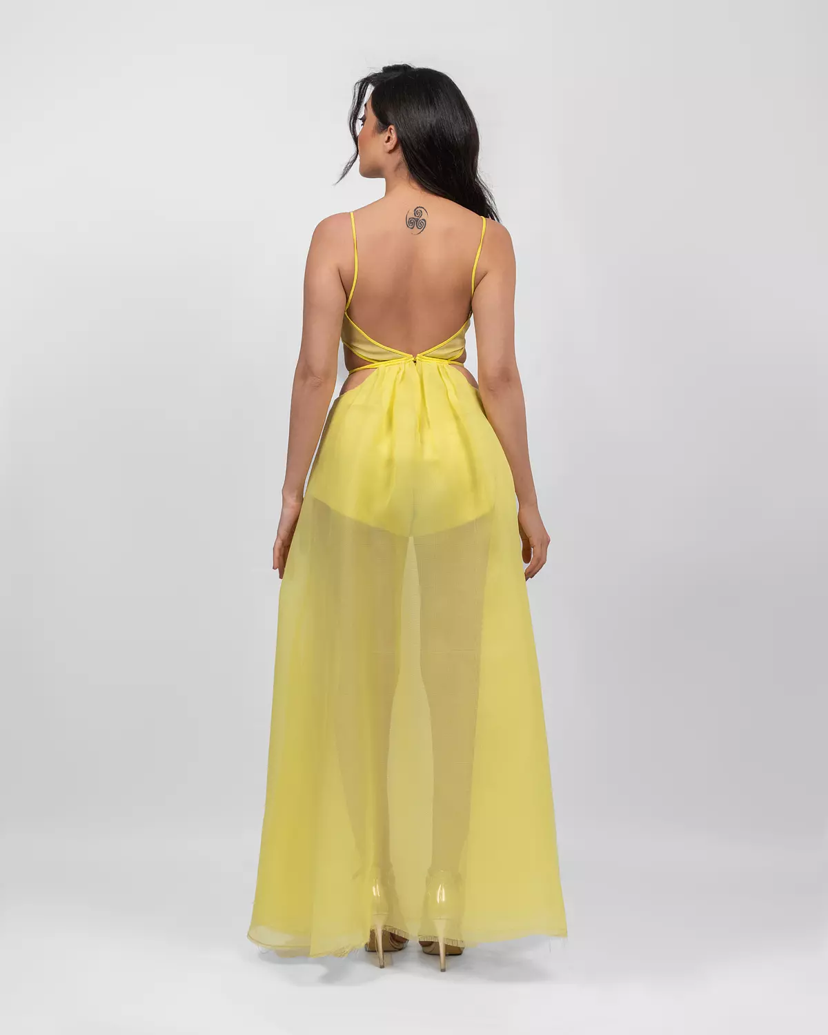 Exquisite Yellow Cutout Dress 3