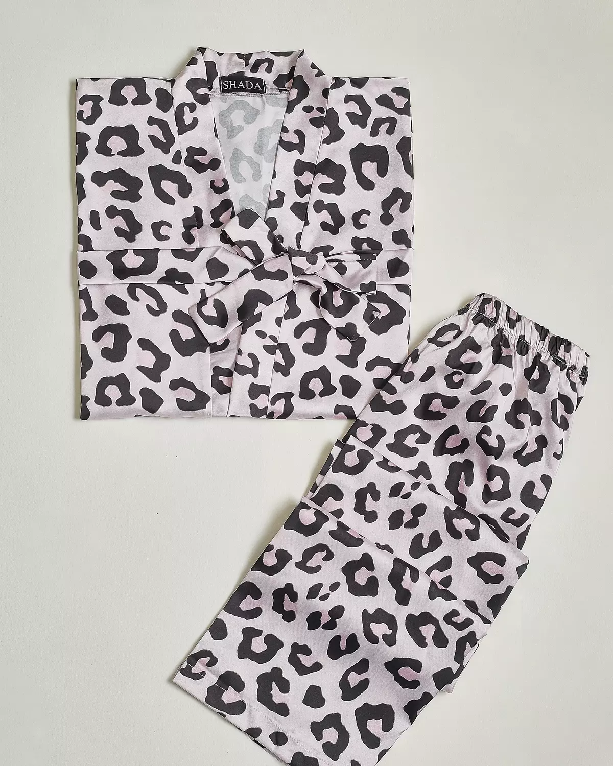 Light Pink Leopard Robe and Pants Set   hover image