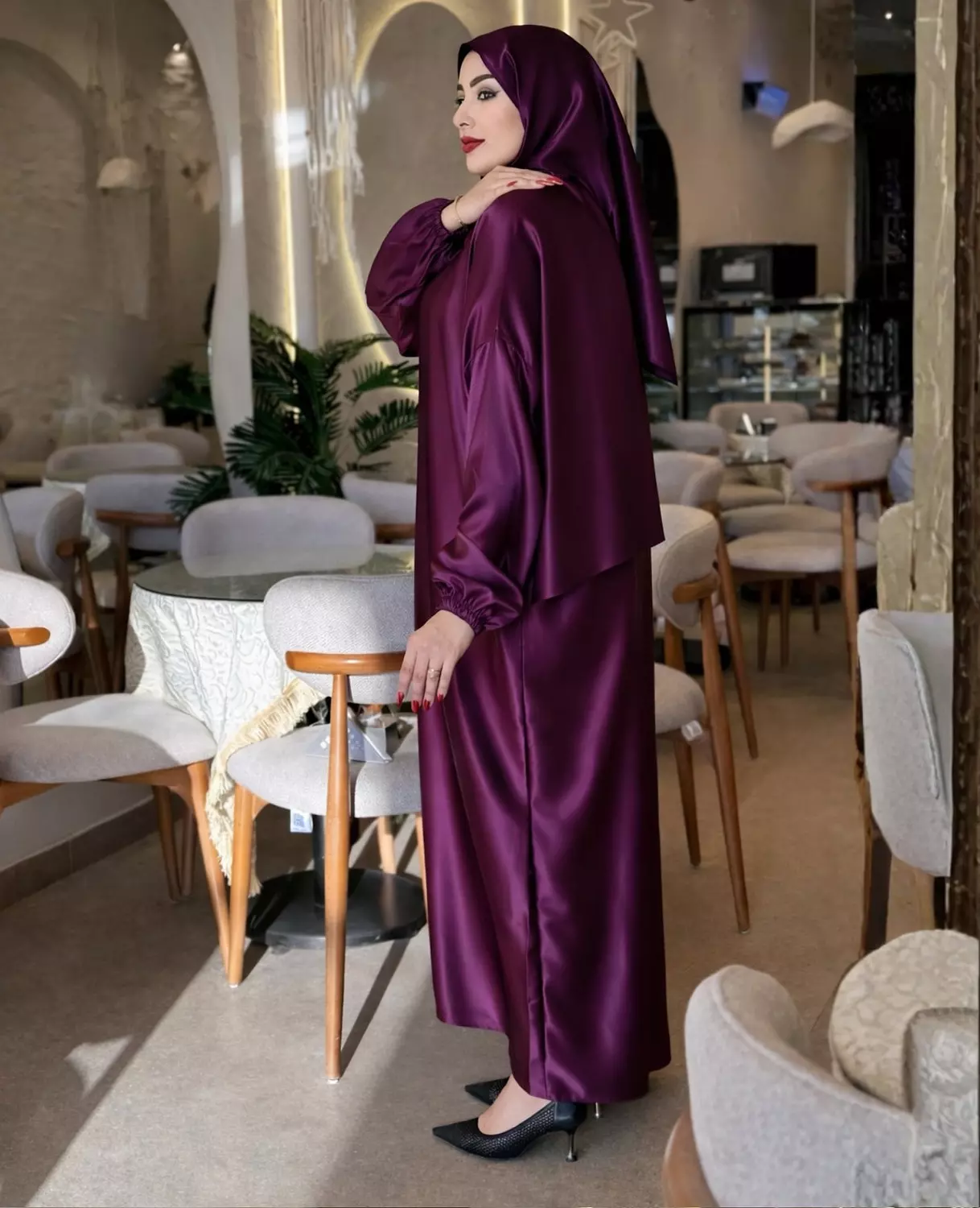 Satin Maxi Isdal with Attached Hijab 16