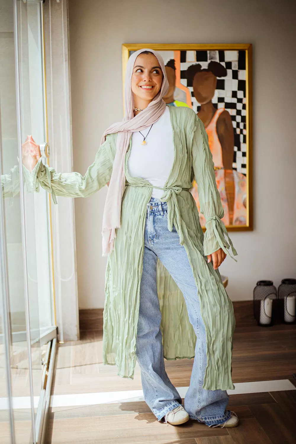 Mint crushed kimono hover image