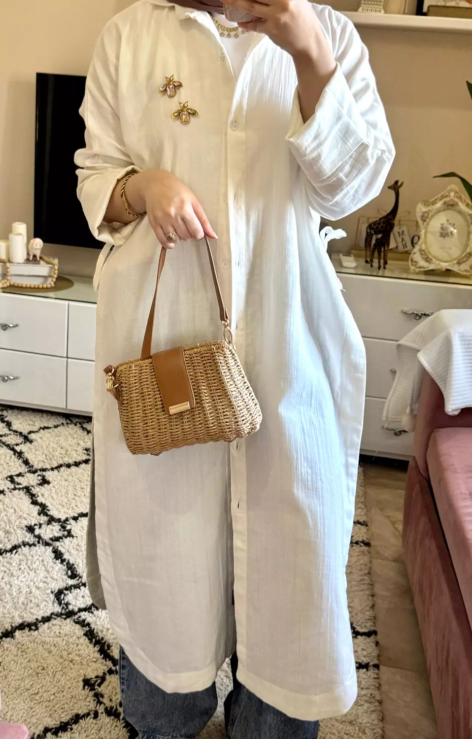 Lina Shirt Dress in off-white  5