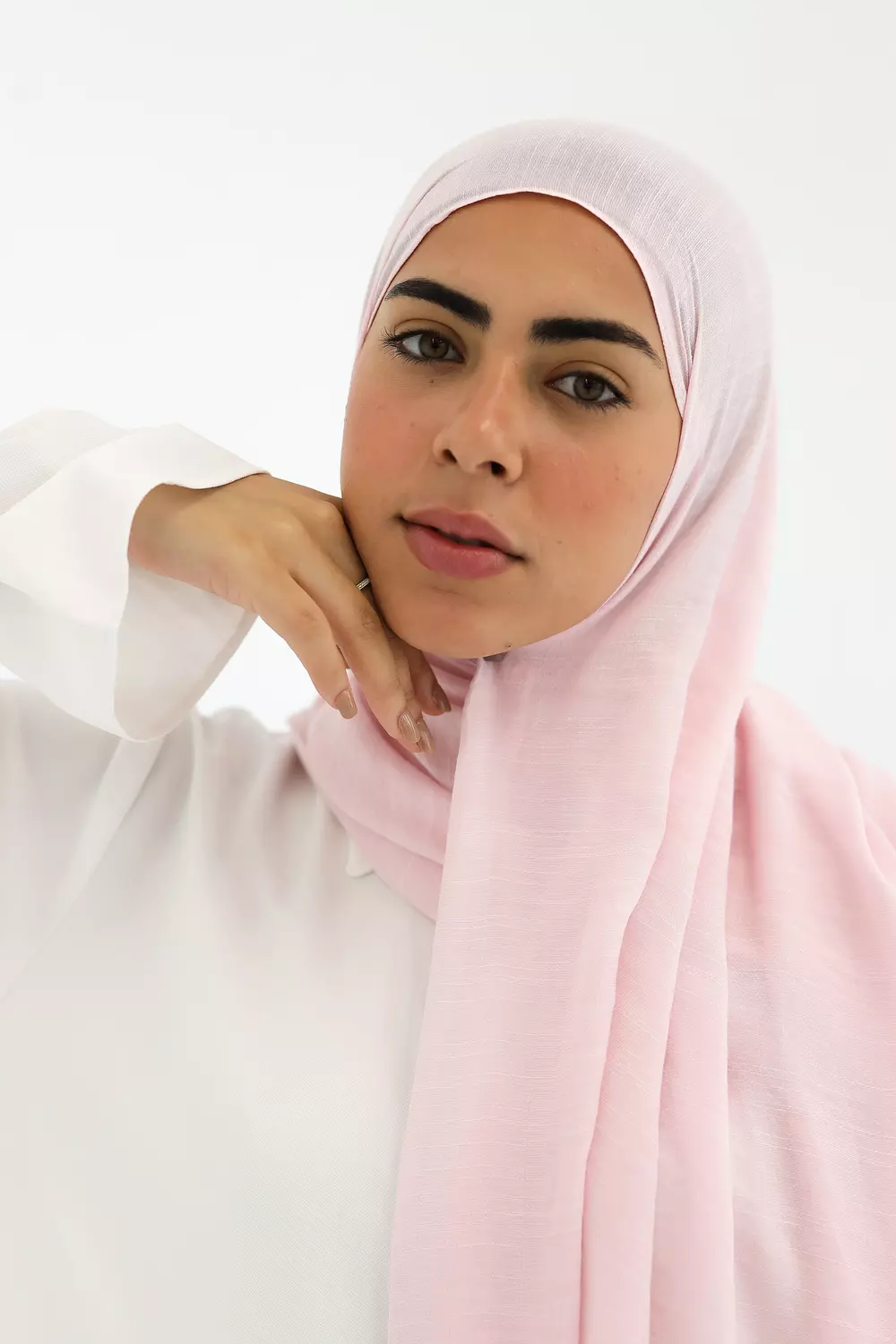 powder pink Linen scarf  image