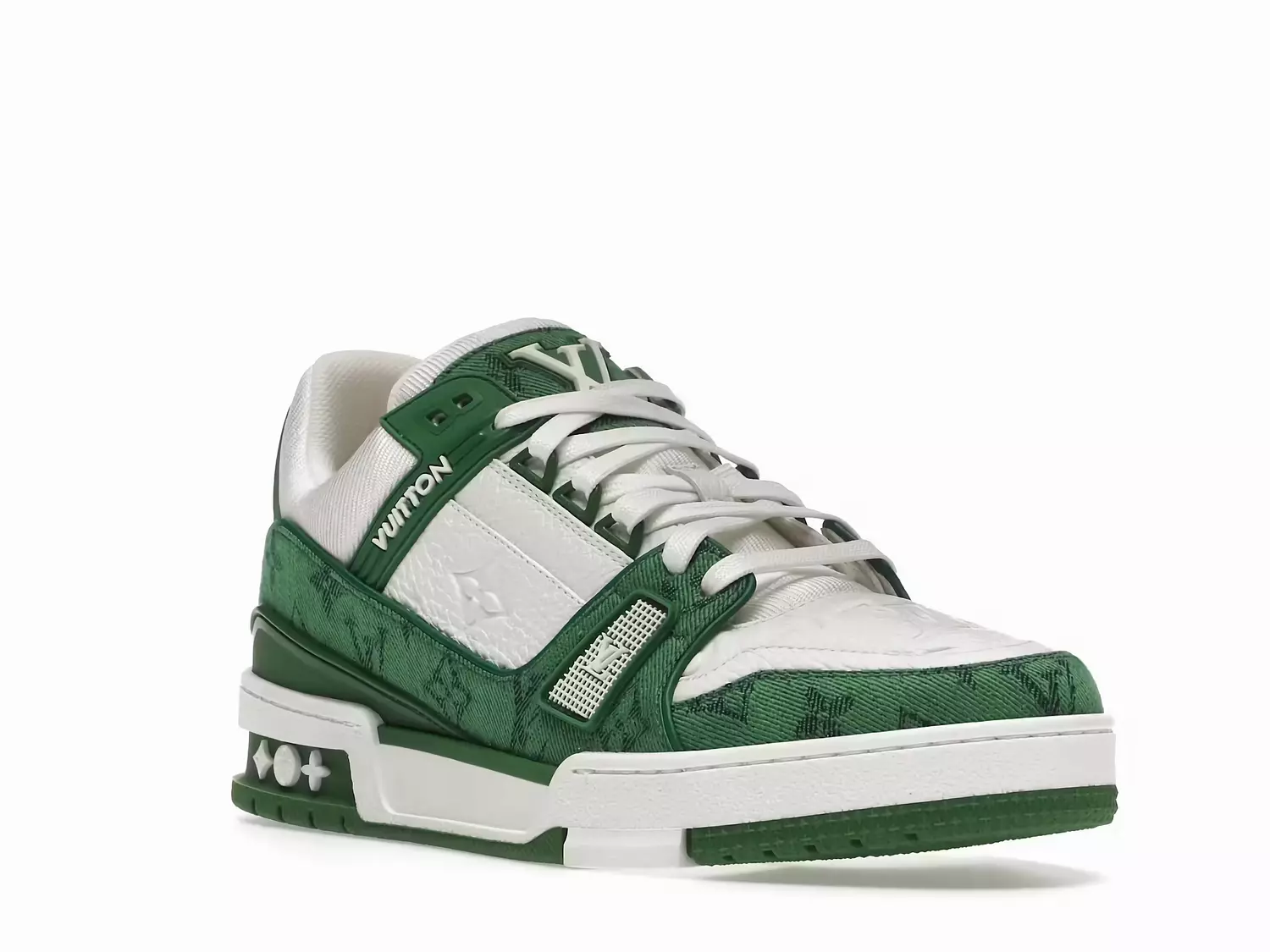 Louis Vuitton Trainer Green Monogram Denim White hover image