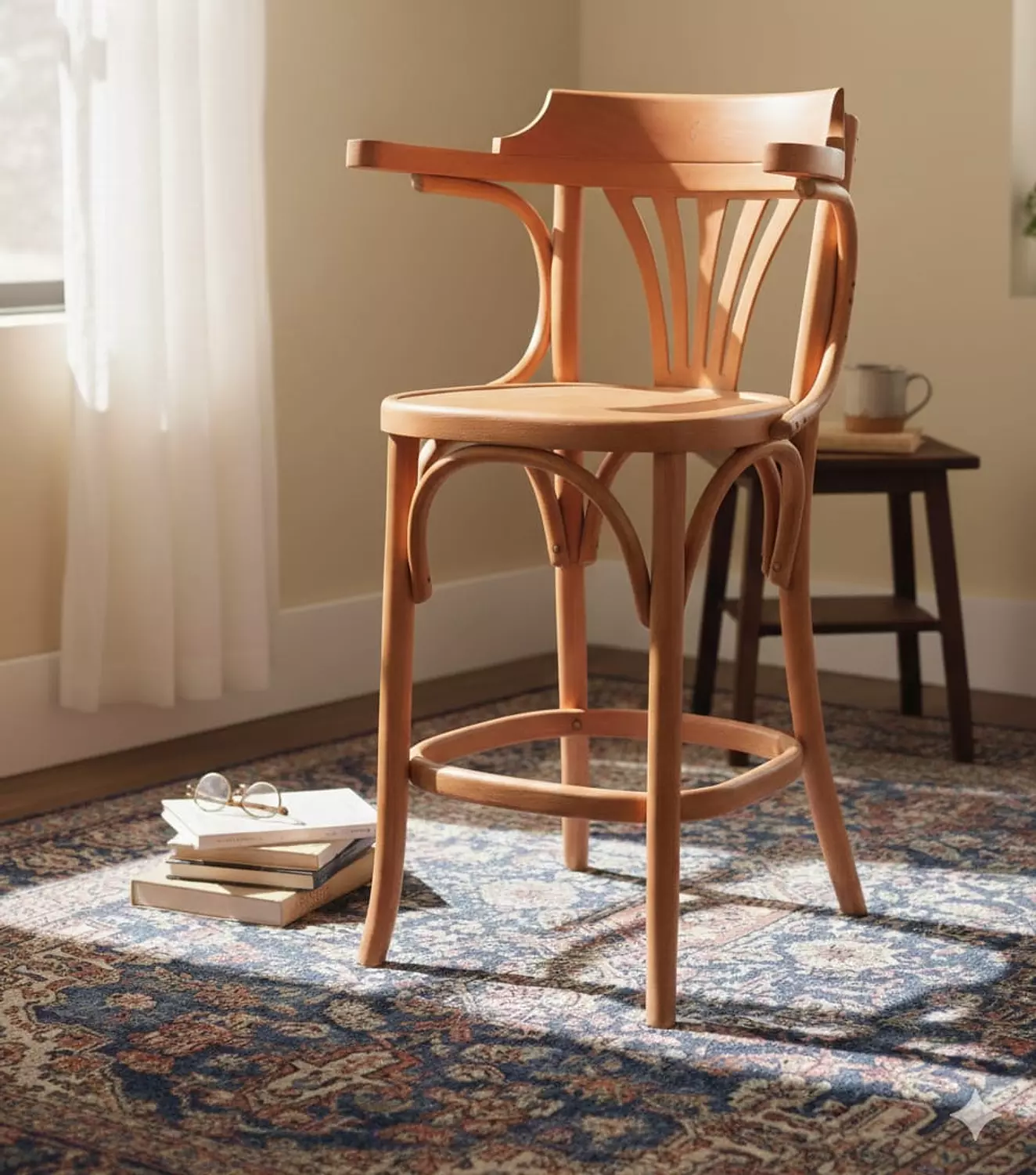 Beech Wood Bar Stool with Armrests image