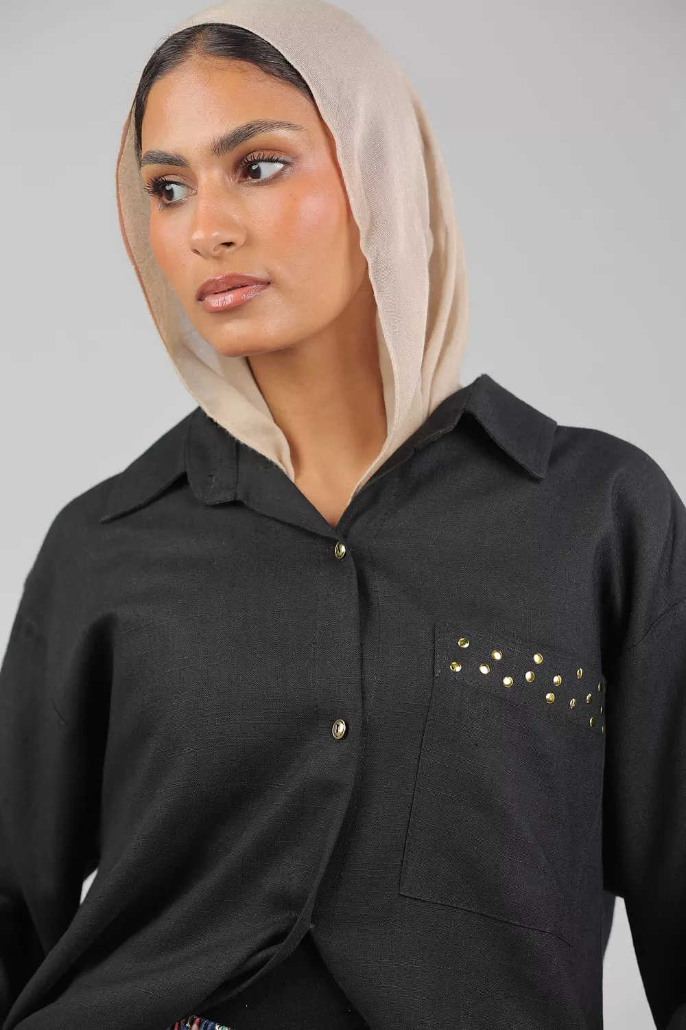 Black Studded linen shirt 12