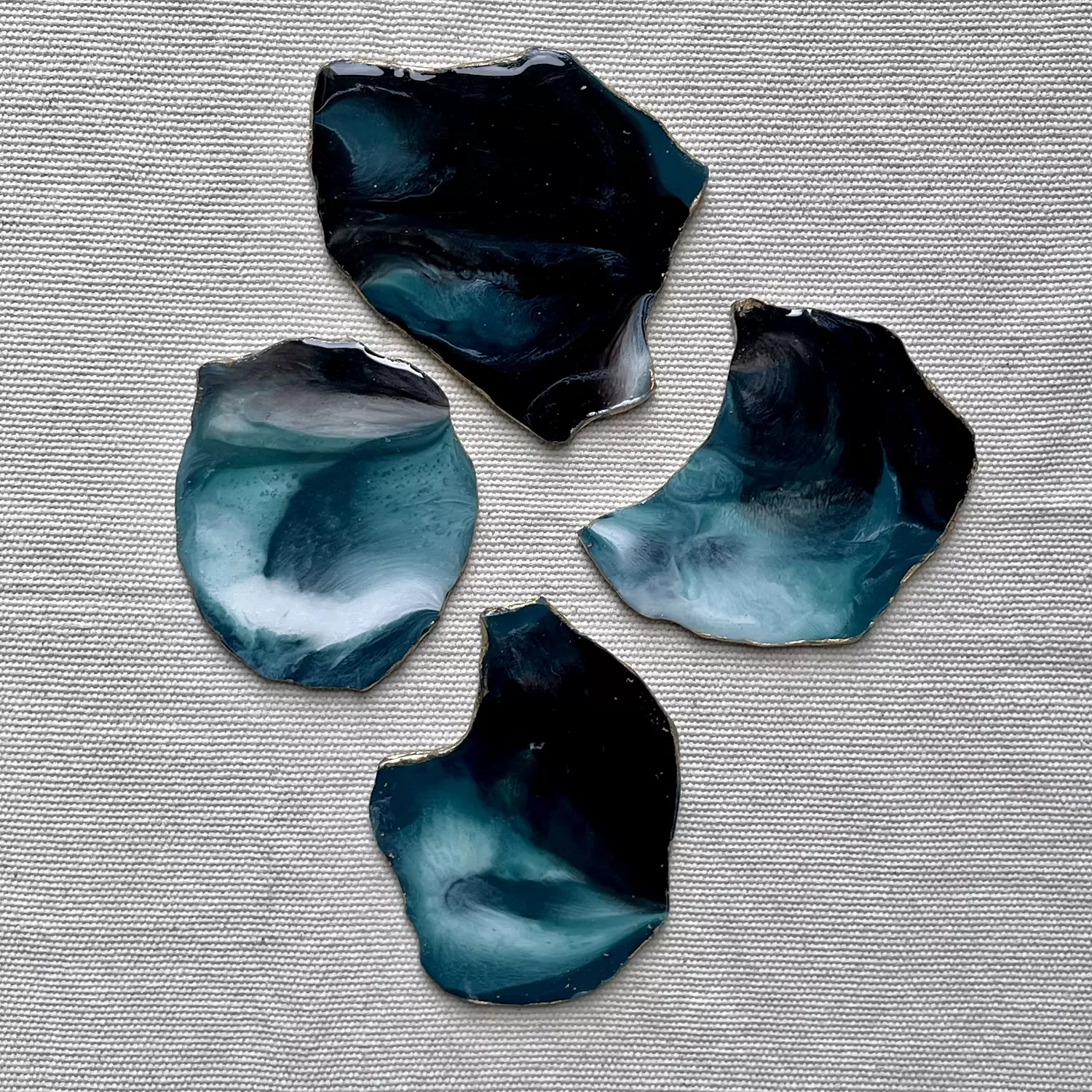 Green/ Brown Agate Coasters With Gold Edges hover image