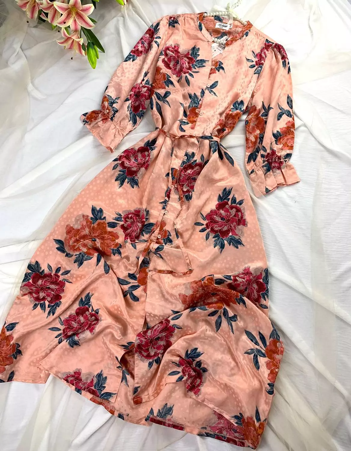 Maxi floral satin dress from Splash image