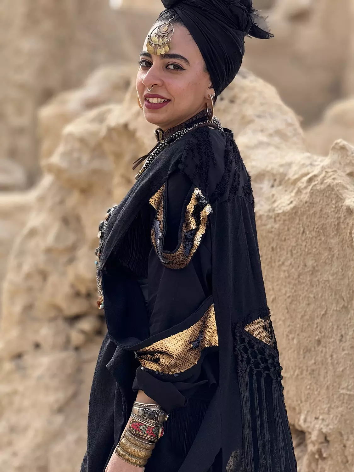Odessa fringes kimono in black 1
