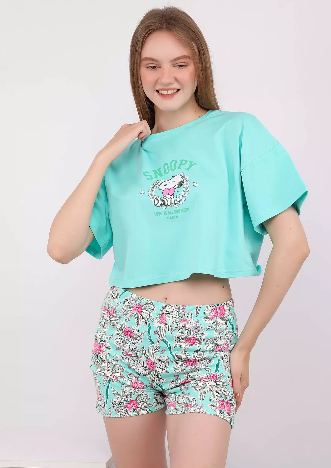 Snoopy Palms Shorts Pajama Set 2