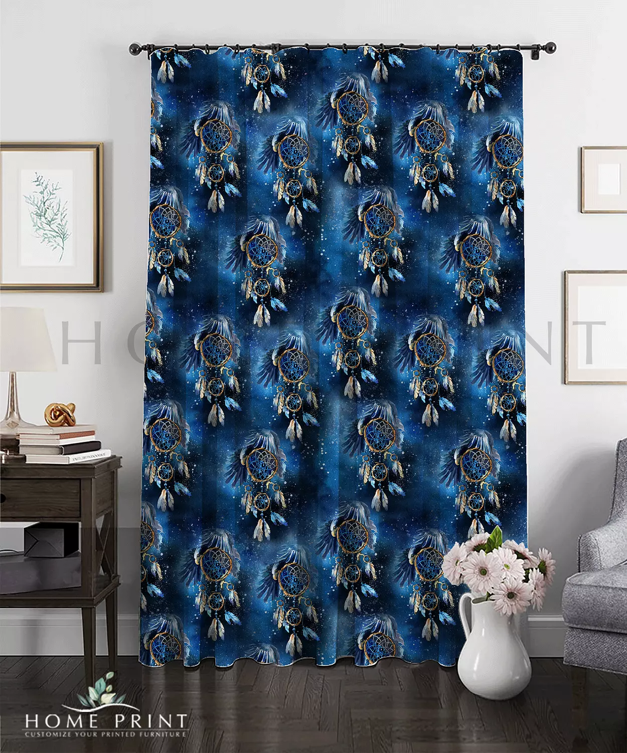 Velvet Curtain - Multi Dream Catcher - Galaxy Background  image