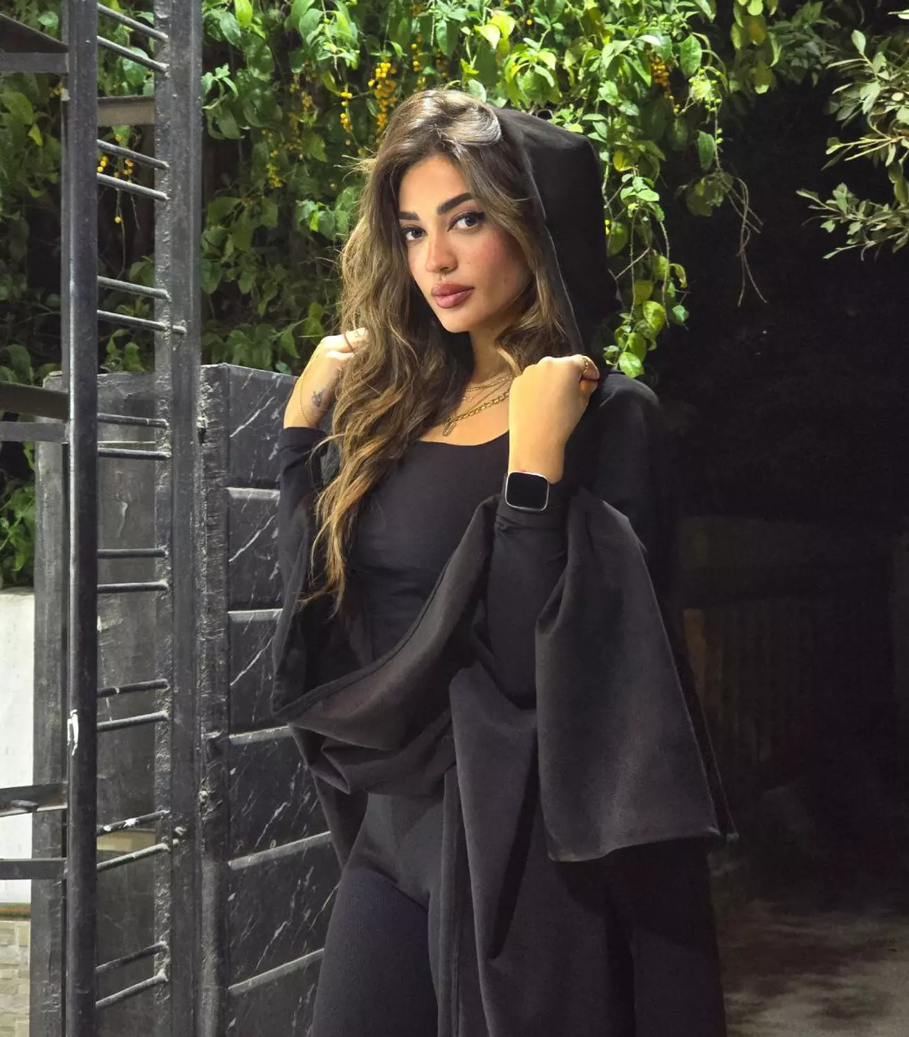 Black Moroccan Style Suede kaftan  hover image