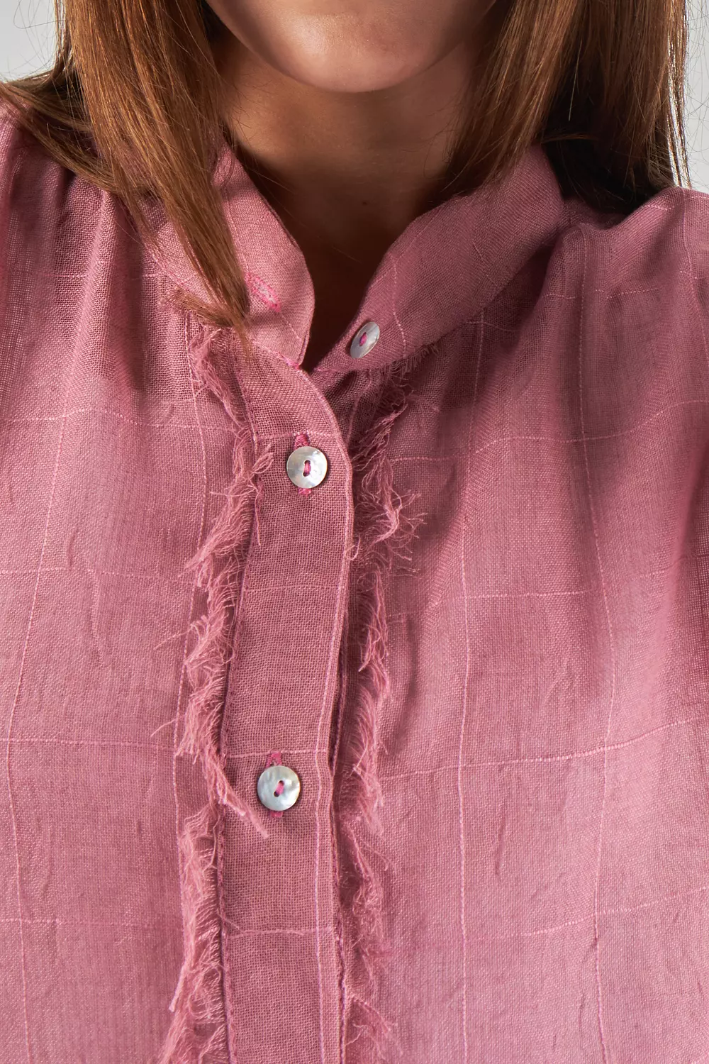Mesh Linen Pink Shirt 2
