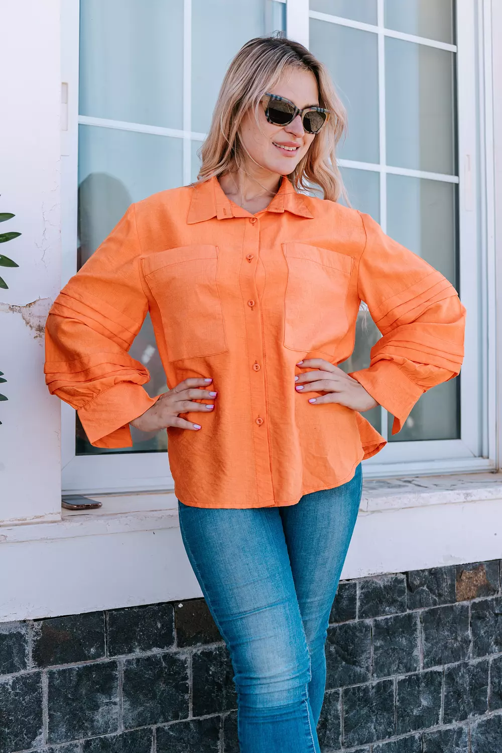Basic Linen chemise - Orange hover image