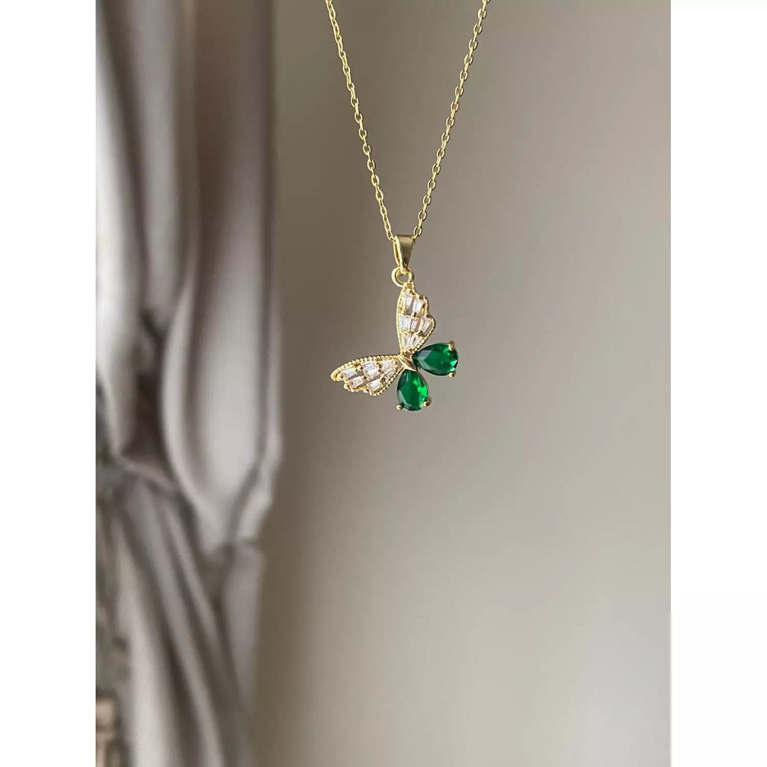 green butterfly necklace  image