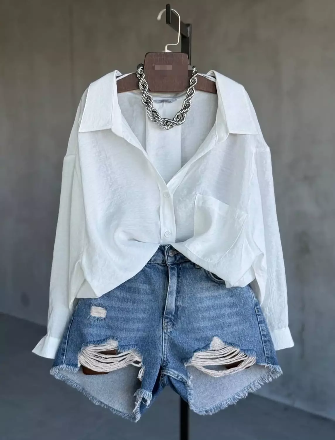 White oversize linen shirt image