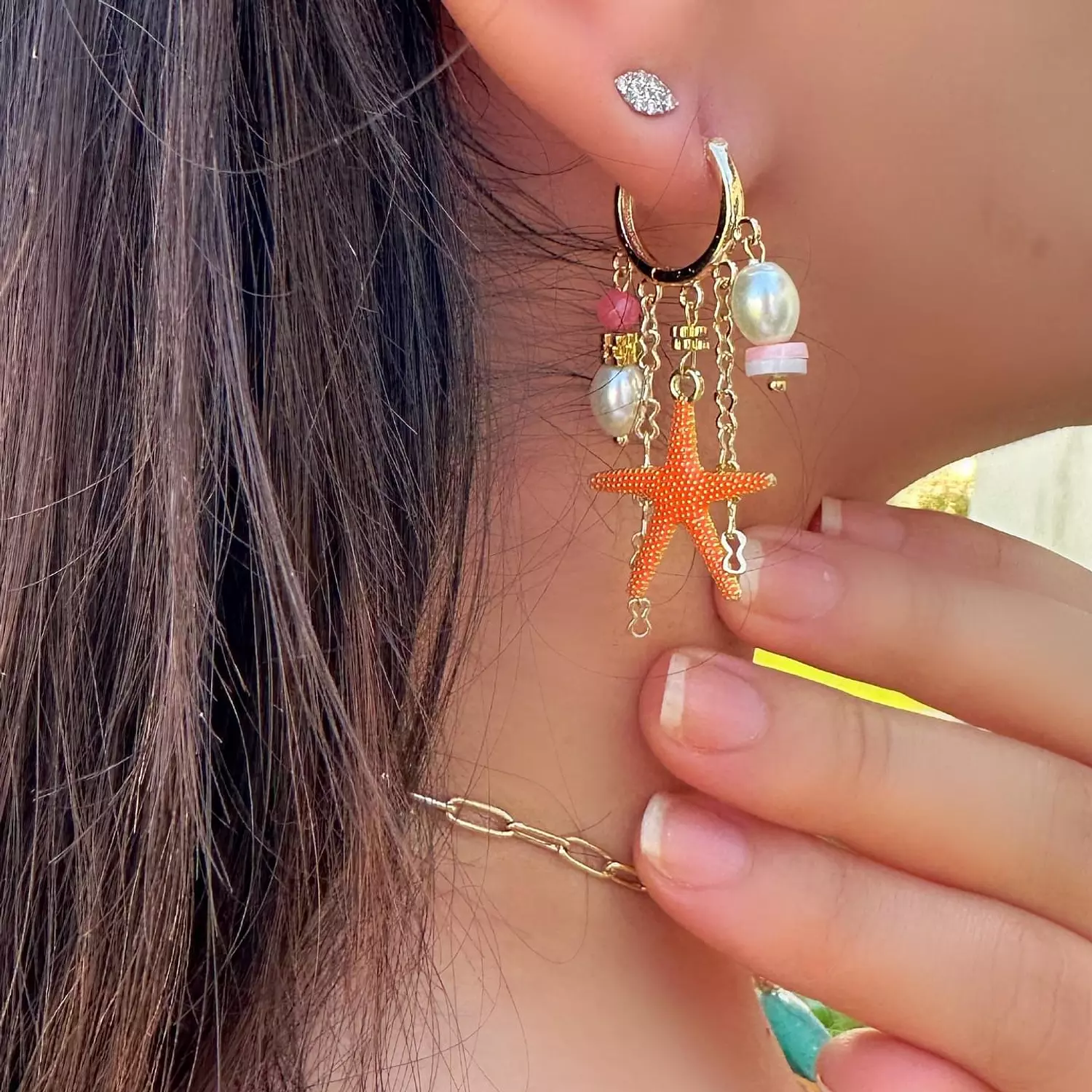 Coral Star Earrings  image