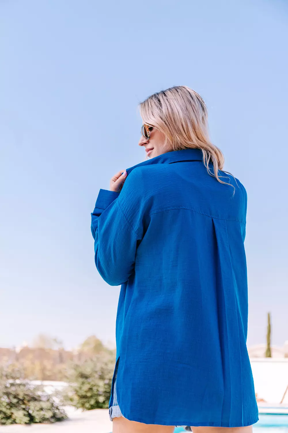 Basic Linen chemise - Blue 3