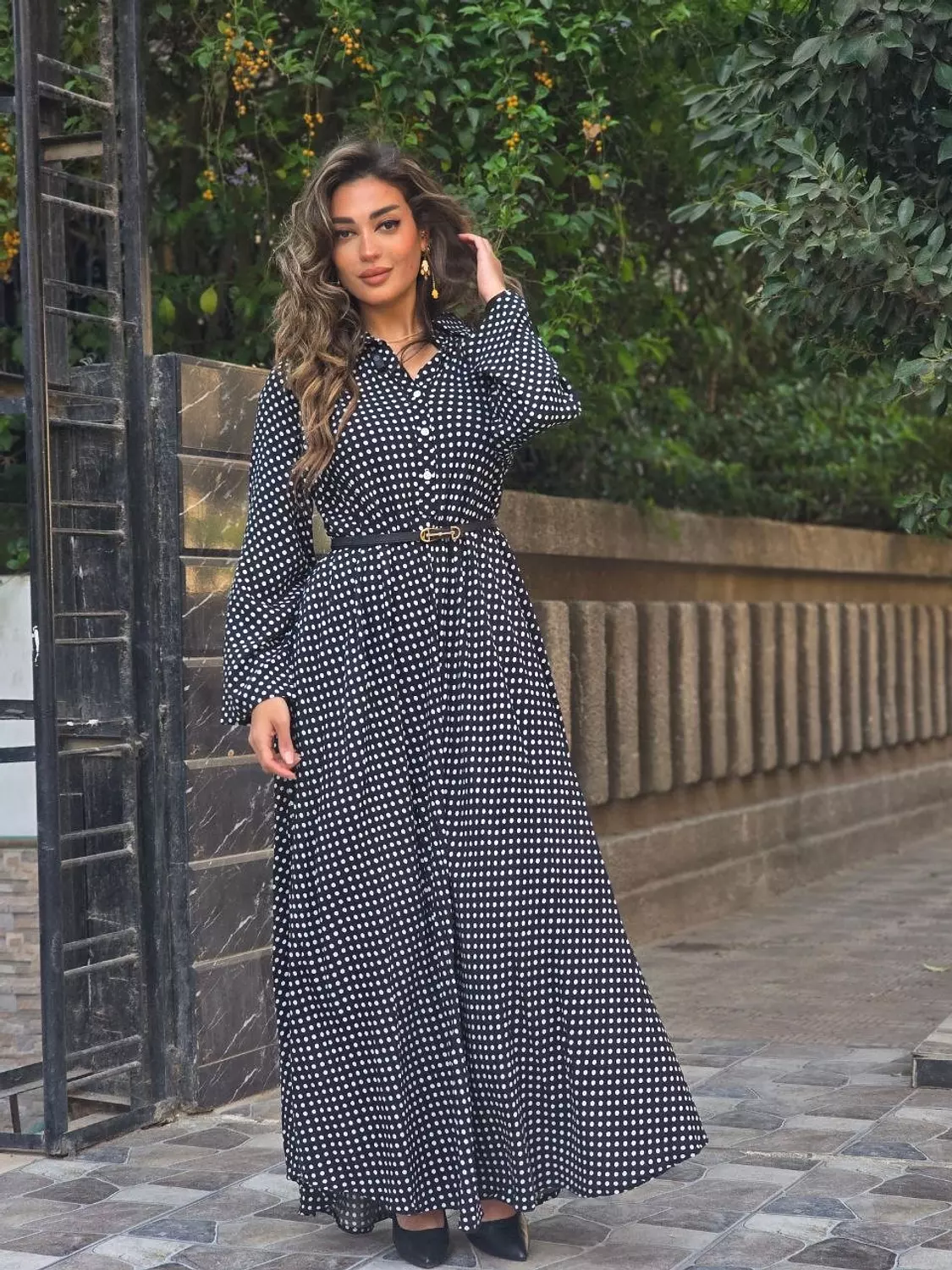 Black maxi polka dress  image
