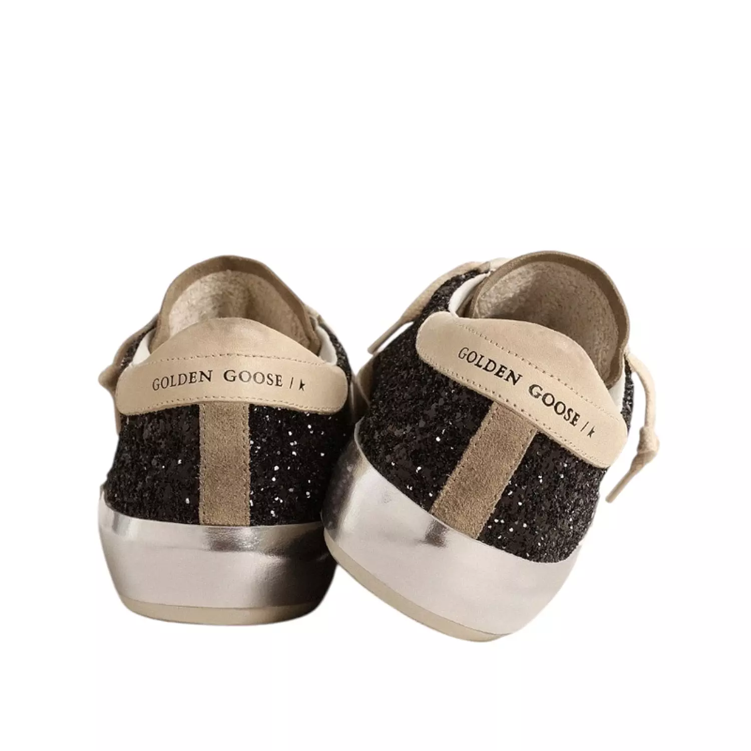 Super-Star in black glitter with cream star and suede inserts 2