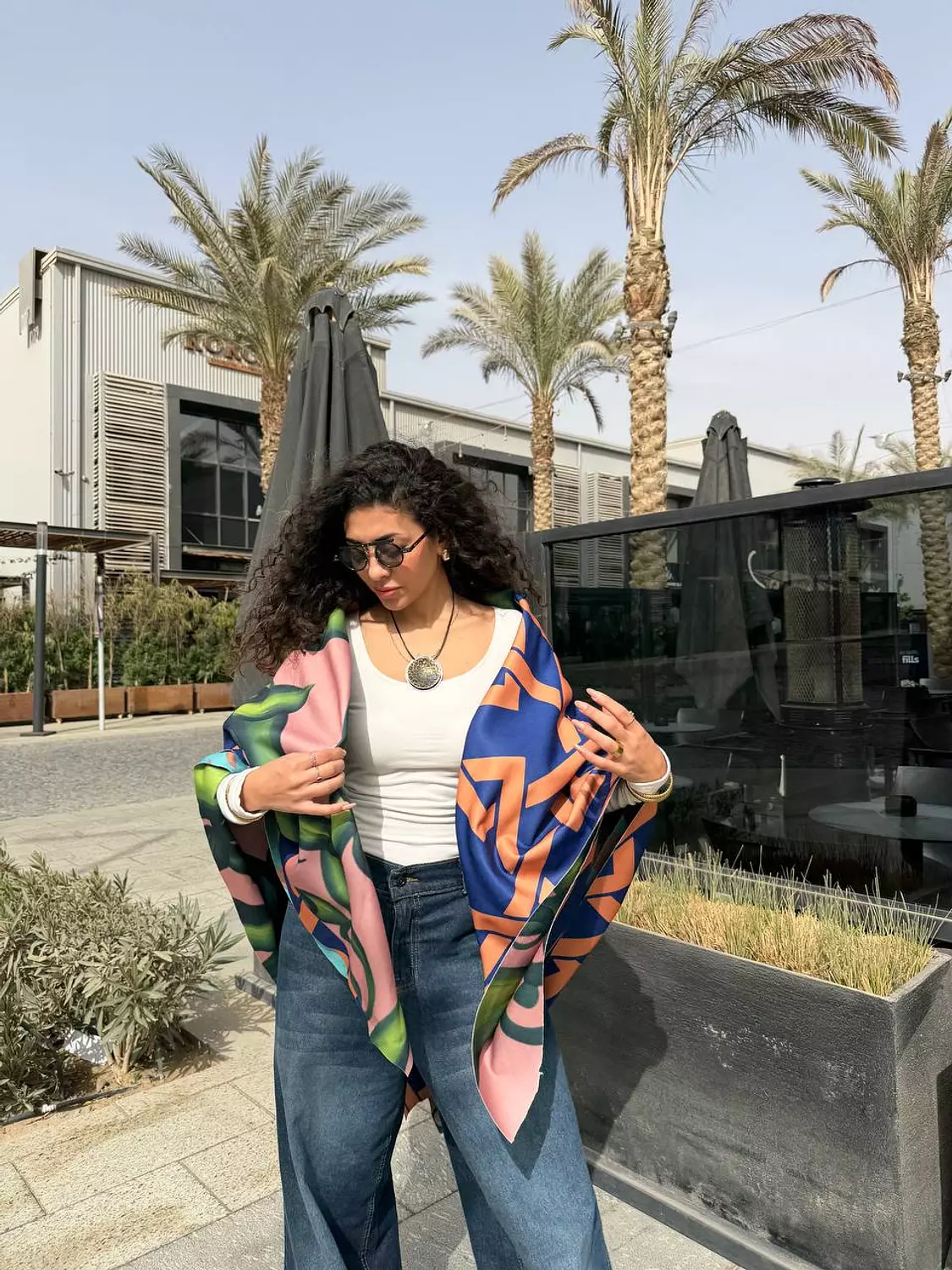 Blue*Green*Orange Double Face Scarf image