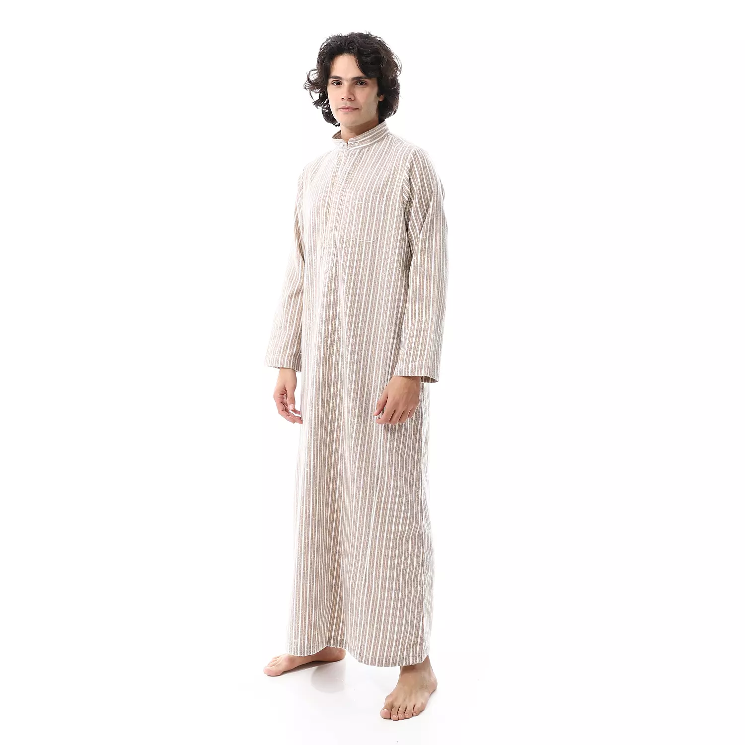 Shorto Men's Kastoor Galabeya  - 25 -3 - Beige *  Brown  * White - 2341 hover image