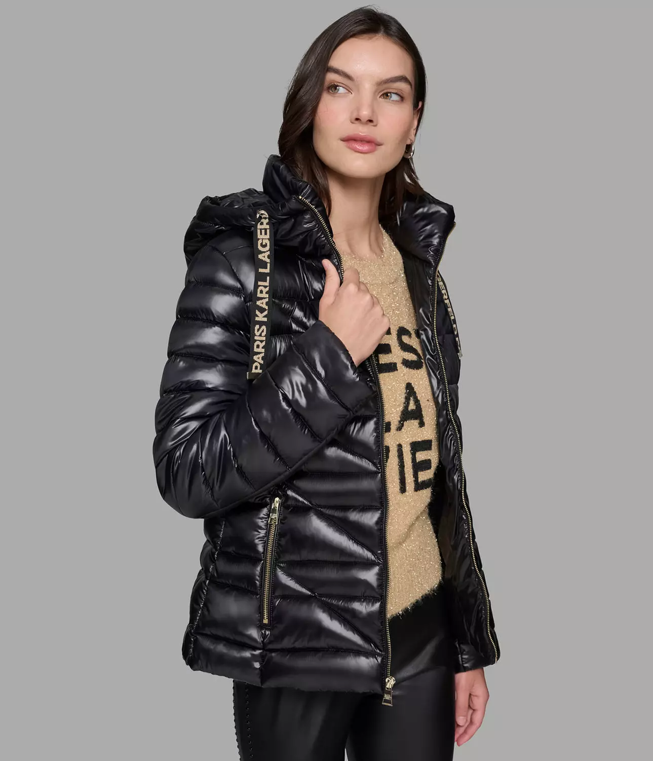 SHORT PUFFER JACKET WITH LOGO Black  image