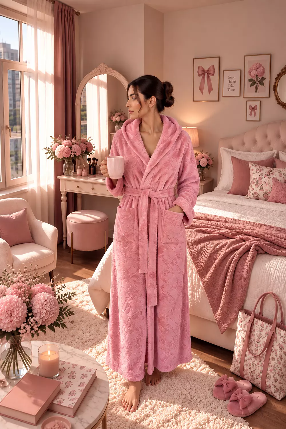 Bubblegum Long Hoddie Robe 1