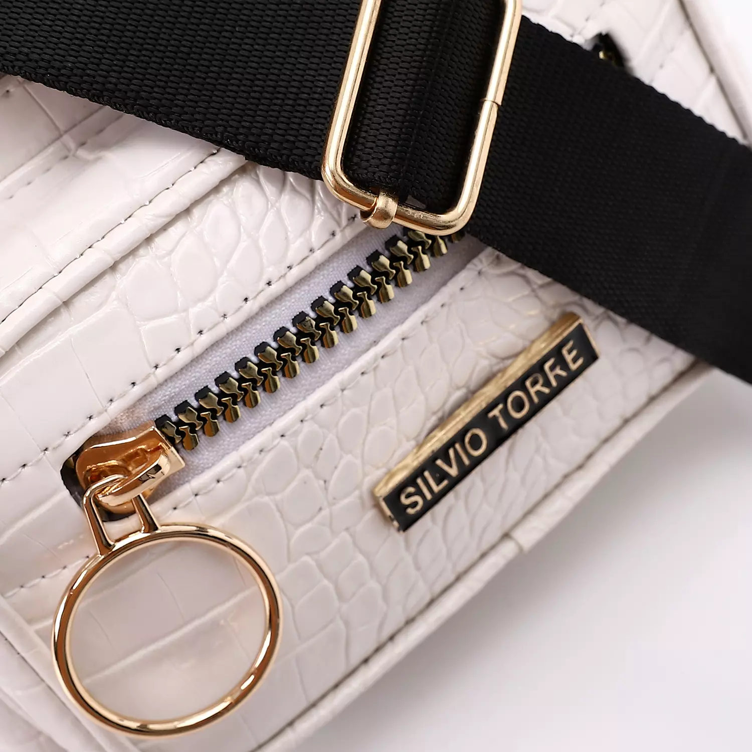 Shiny Snake Leather Super Waist Bag-White 3