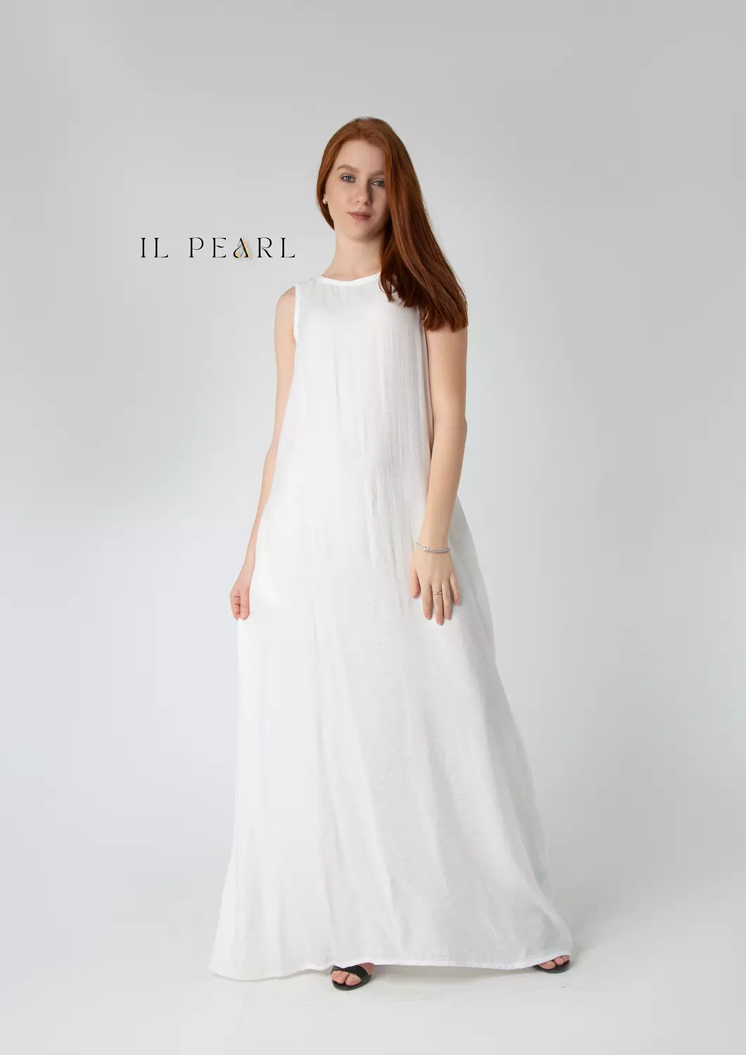 Basic Soft Linen Dress - White image
