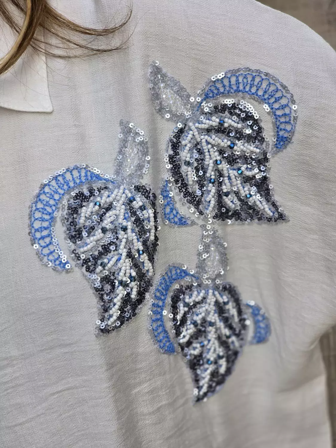 Blue Embroidery Leaves 🍃  5
