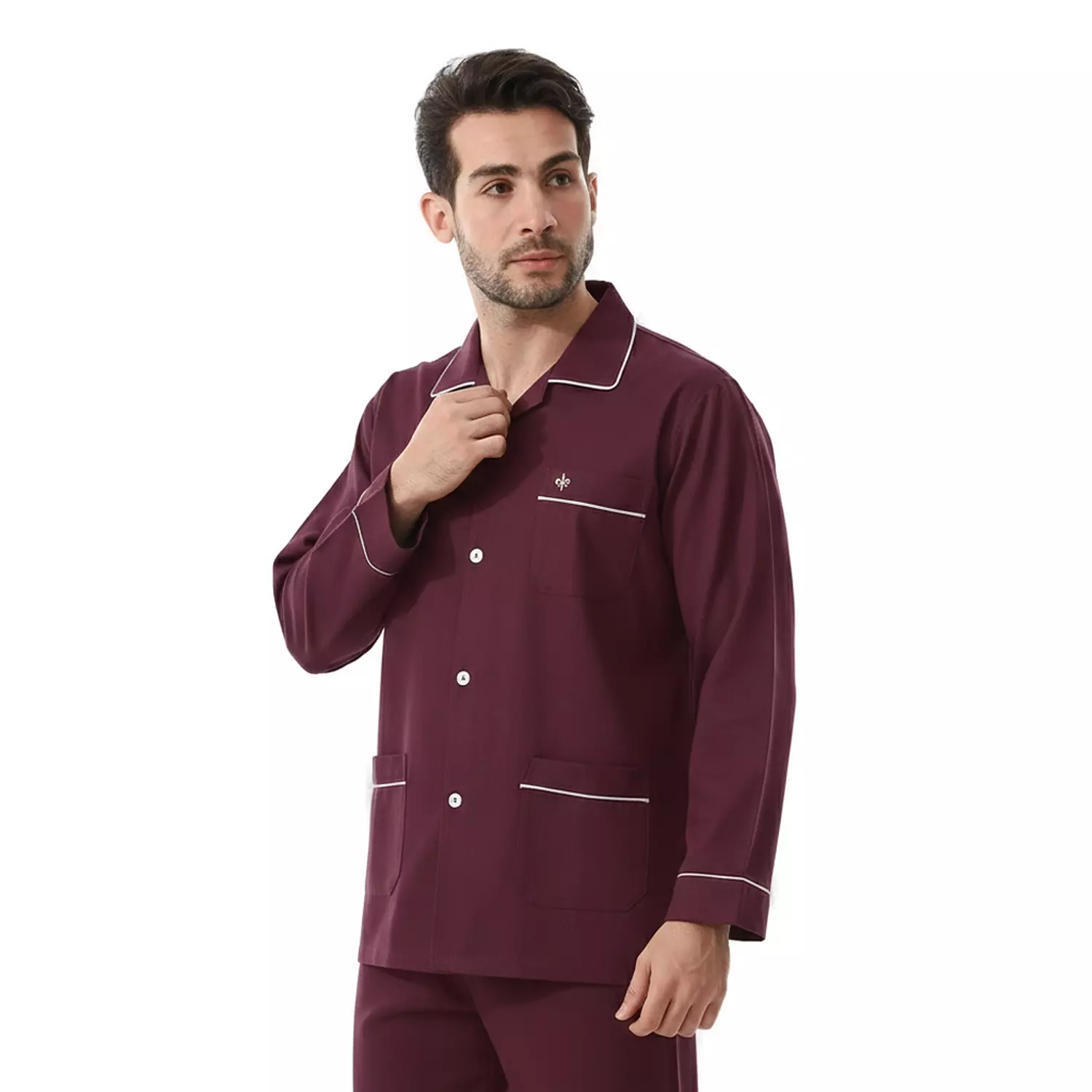 Men's Classic Pajama Set Autumn PJ - 2584 - Maroon 2