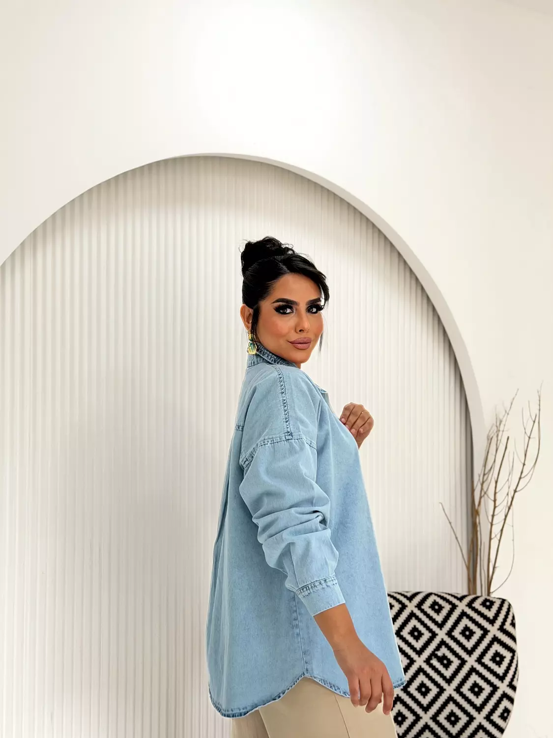 Oversized Denim Shirt In Light Wash hover image