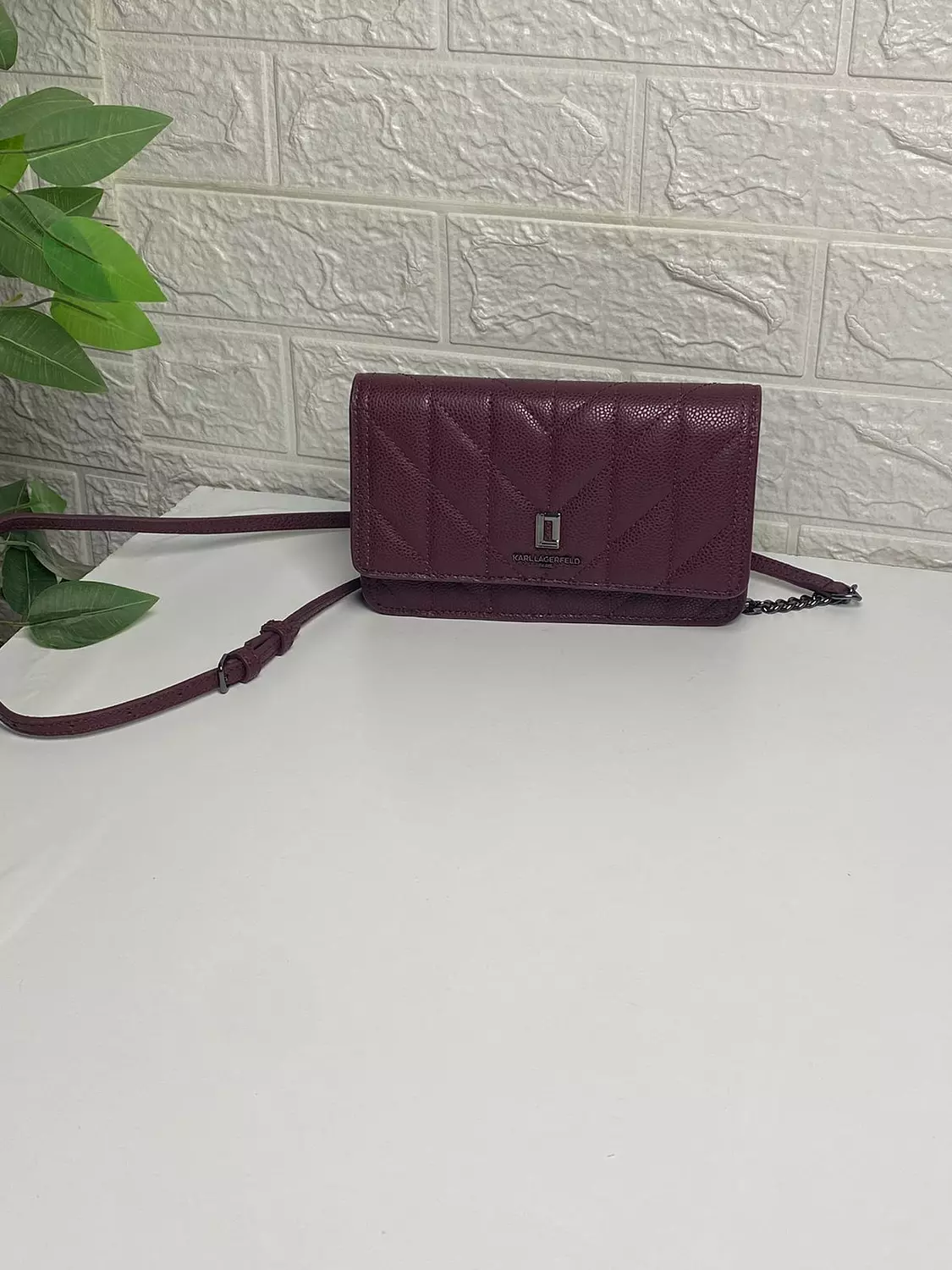 Karl burgundy cross bag hover image