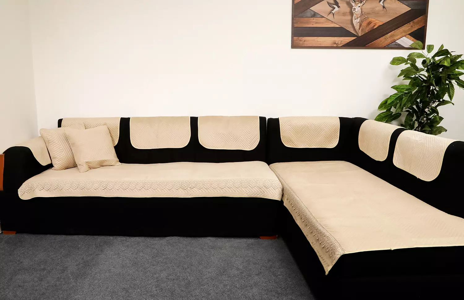 Set of 4 Sofa Slipcovers - Beige  2