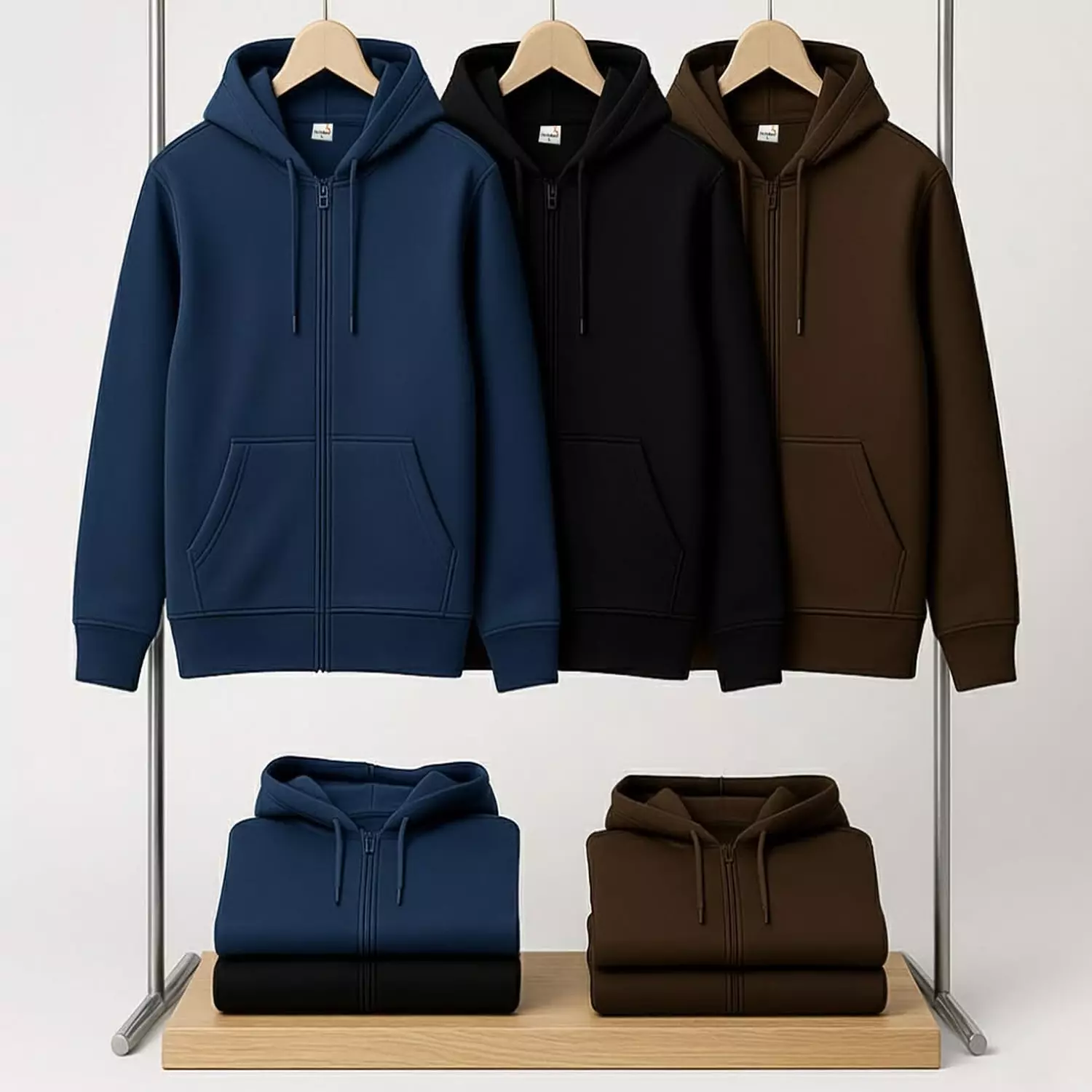 Men Zip-Up Hoodie - Black  1