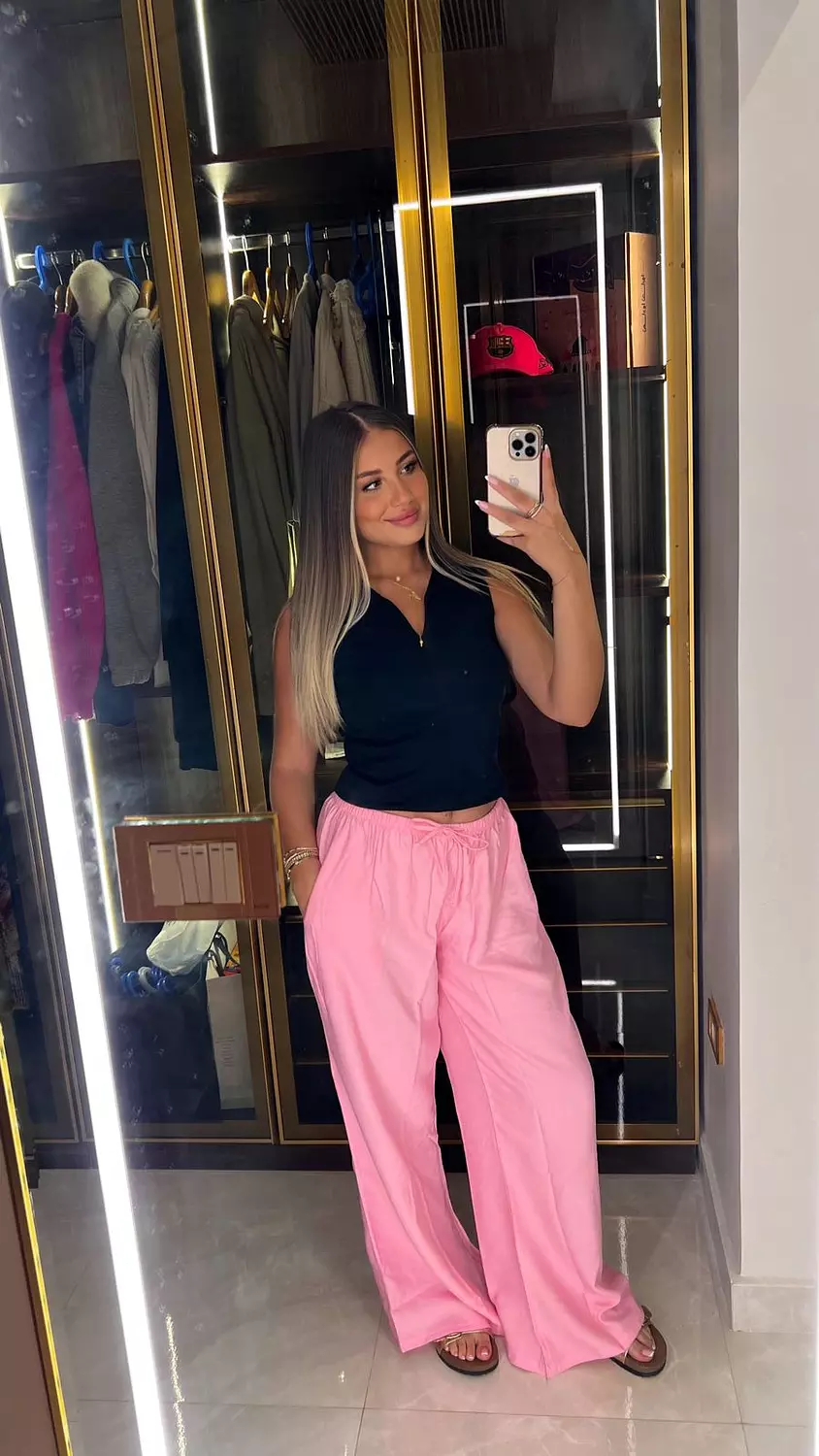 baby pink oversized linen Pants image