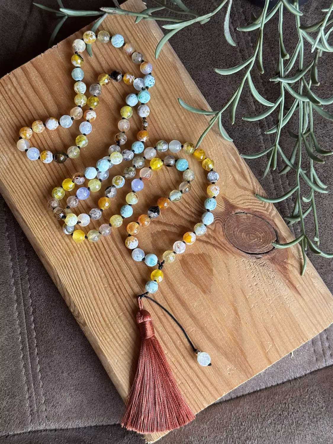 Knotted 99 Bead Rosary  " Yellow " ( By Order ) image