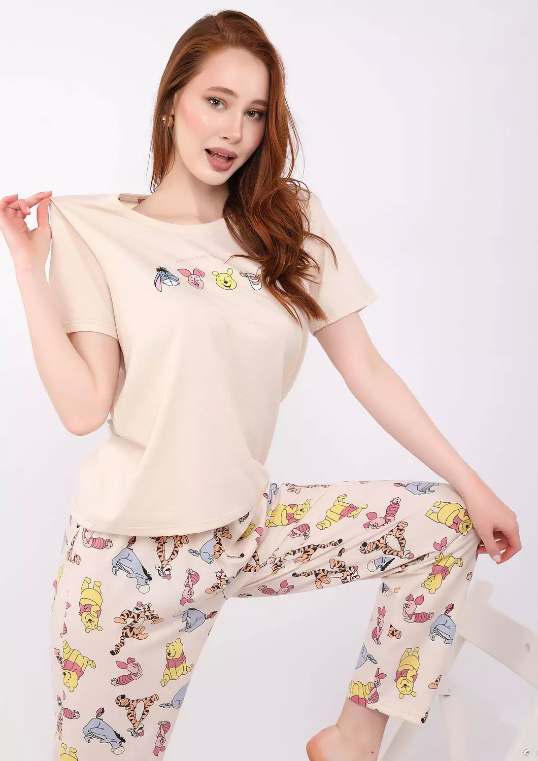 S144 Winnie The Pooh FULL-LENGTH PANTS Pajama Set 4