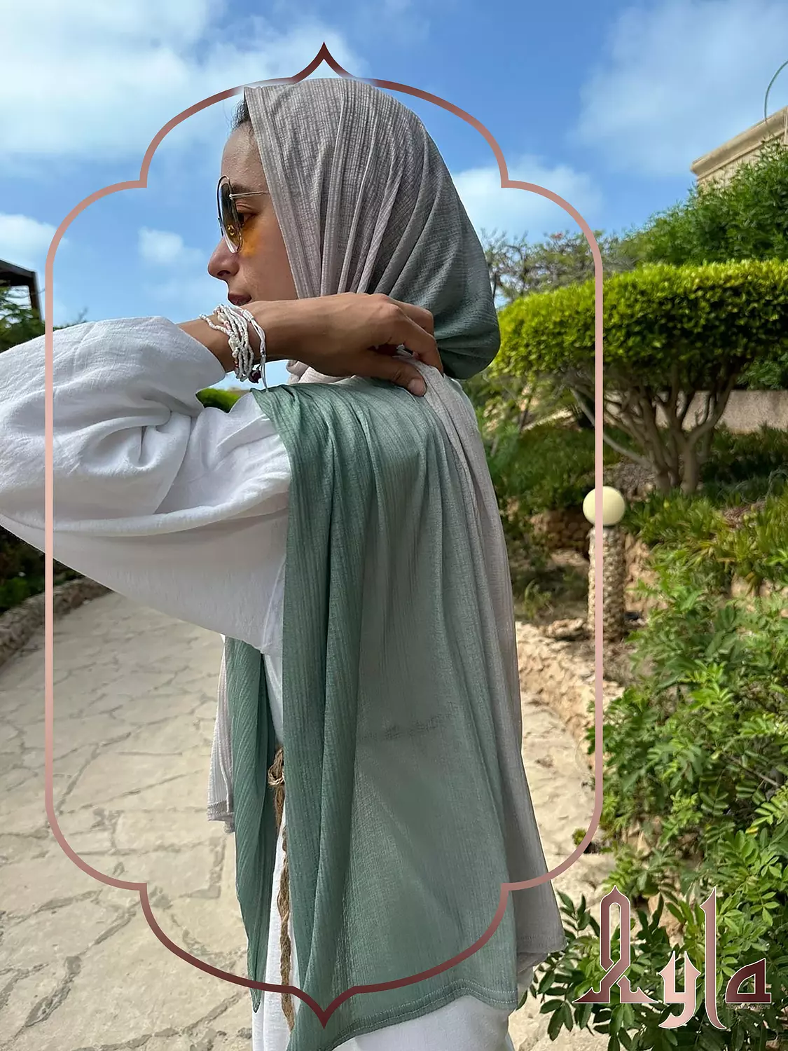 MINT GREEN & BEIGE SCARF 3