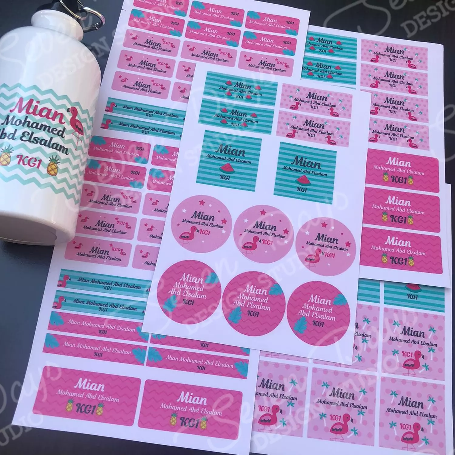 Flamingo School Labels 3