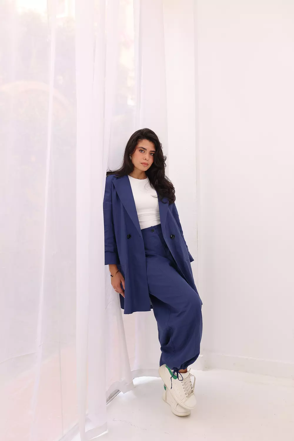 Linen wrapped pants in navy image