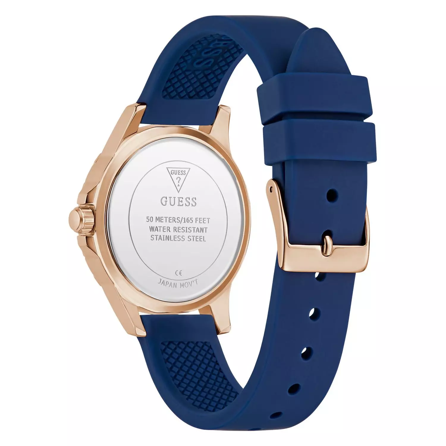 GUESS Ladies Blue Rose Gold Tone Analog Watch Blue Silicone Strap GW0949L3 2