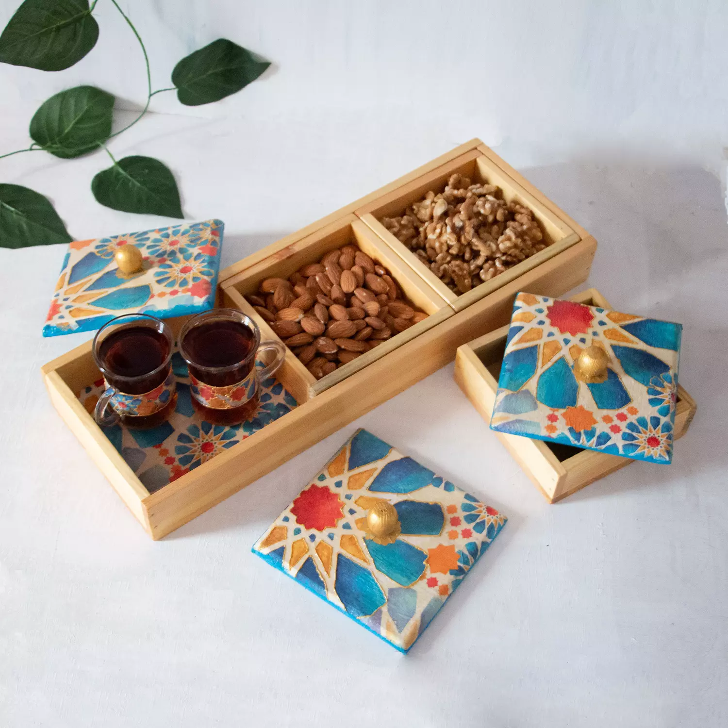 Blue Islamic Star Nuts Tray 4 pieces  2