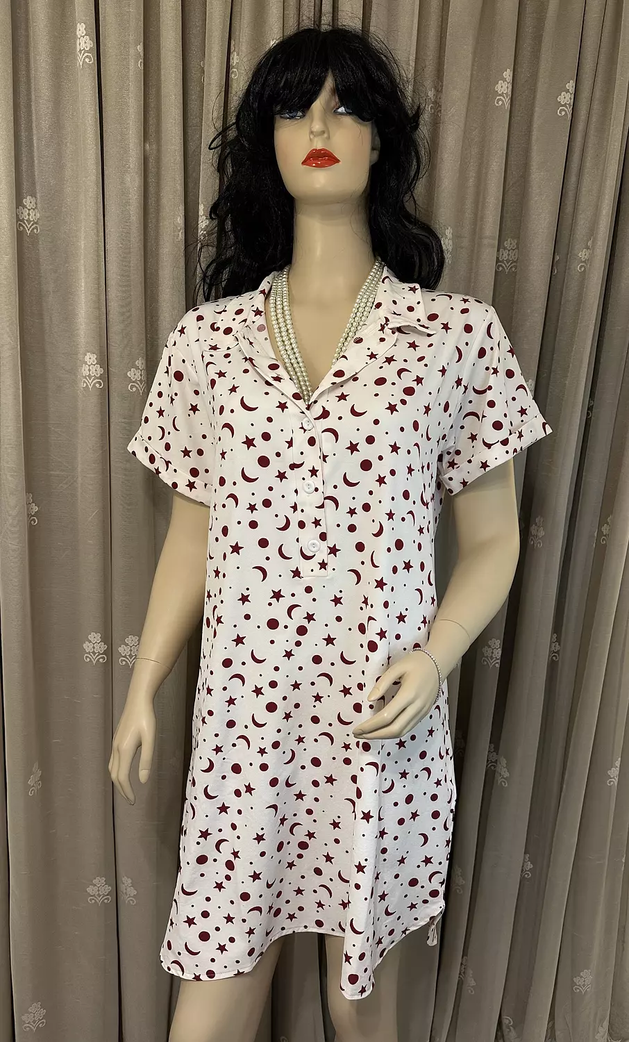 Starry Maroon Premium Cotton Nightshirt 2