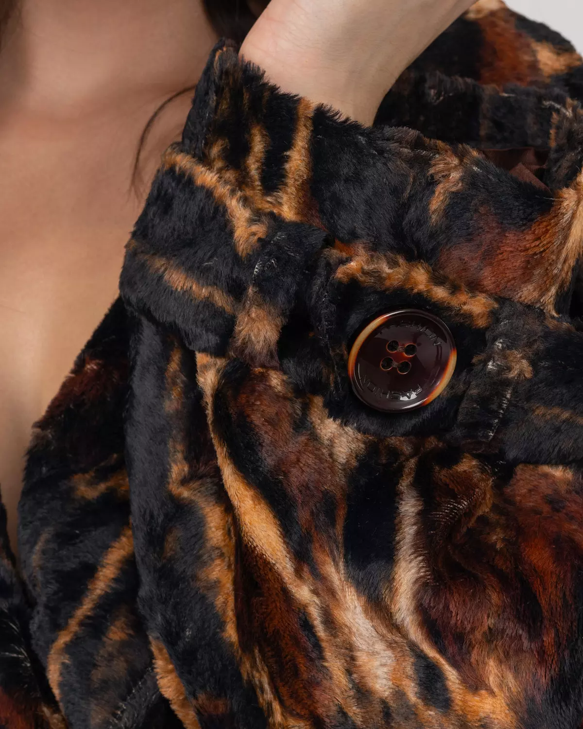 Midi Faux Fur Trench Coat hover image