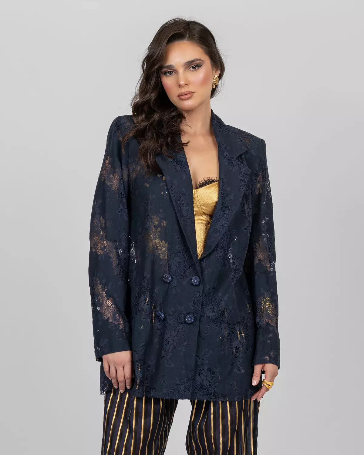 Navy Blue Lace Blazer image