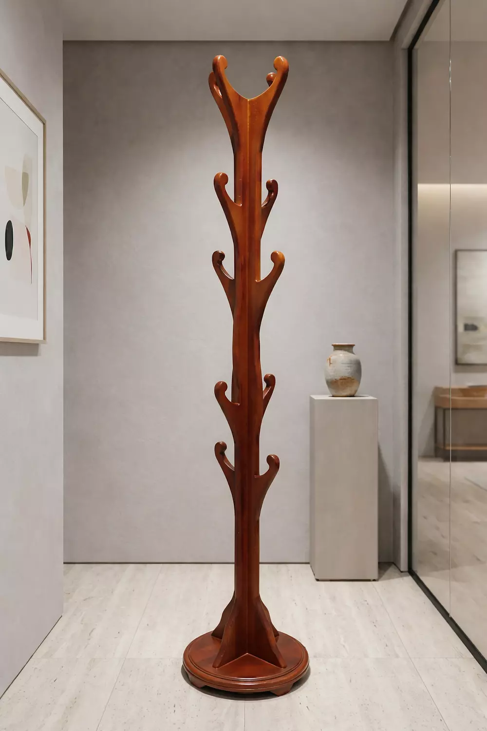Beech Wood Coat Stand – Brown Hooks image