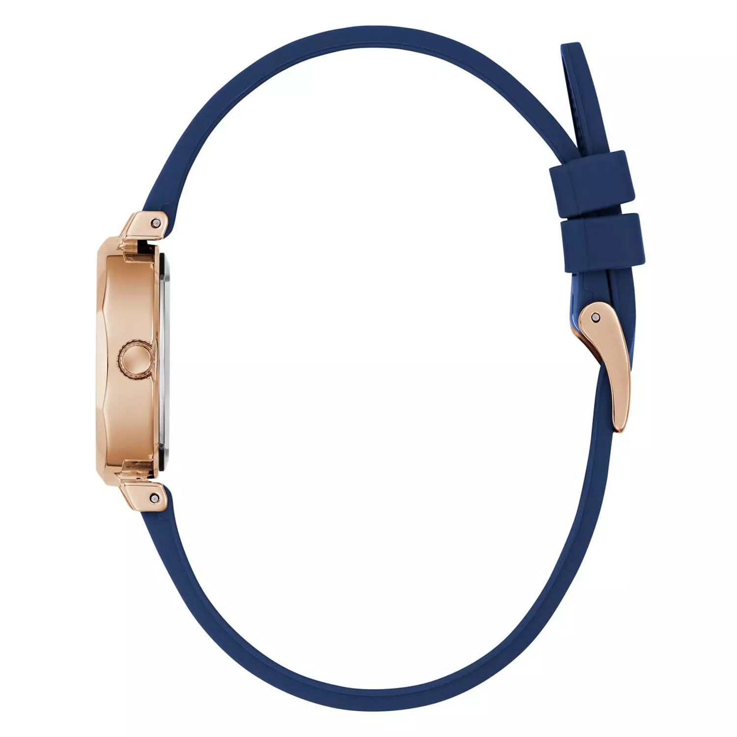 GUESS MINI RUMOUR Ladies Blue Rose Gold Tone Analog Watch Blue Silicone Smooth Strap 1