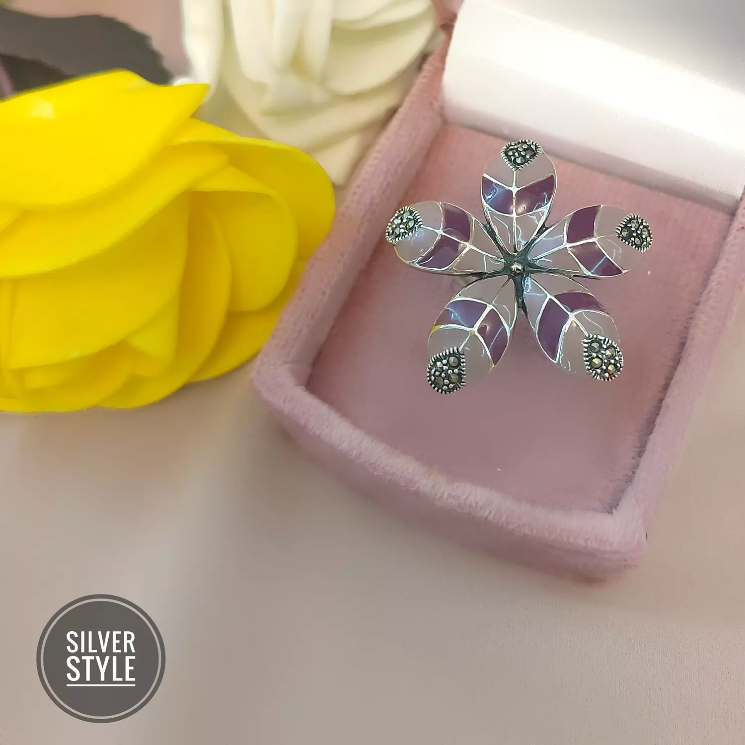 Flower enamel painted Ring  1